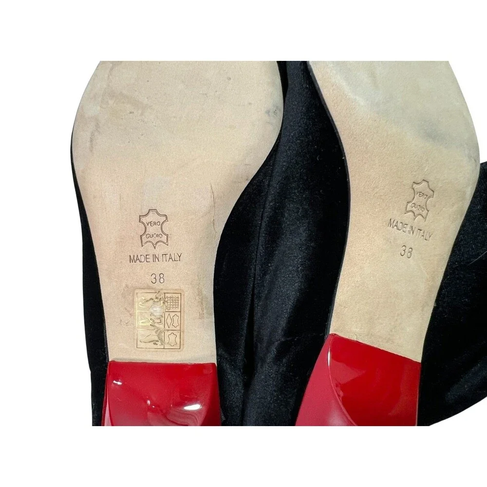 Gia Couture Boom Black Velvet Over The Knee OTK Boots Red Kitten Heels EU 38, 8